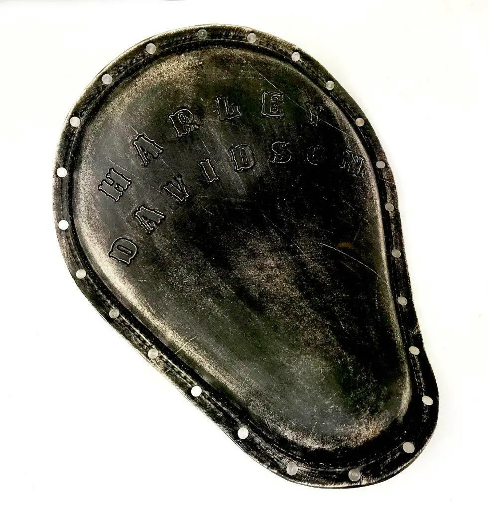 Spring Seat Chopper Harley Davidson Sportster 11x14  Leather Hand Tooled Rivets