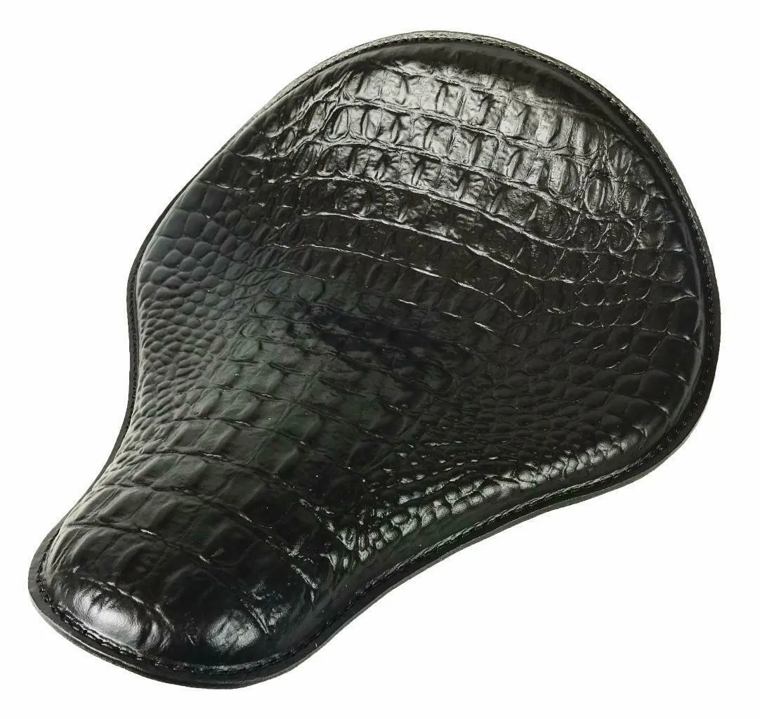Spring Seat Chopper Harley Sportster Dyna Honda 13x15" Black Alligator Leather