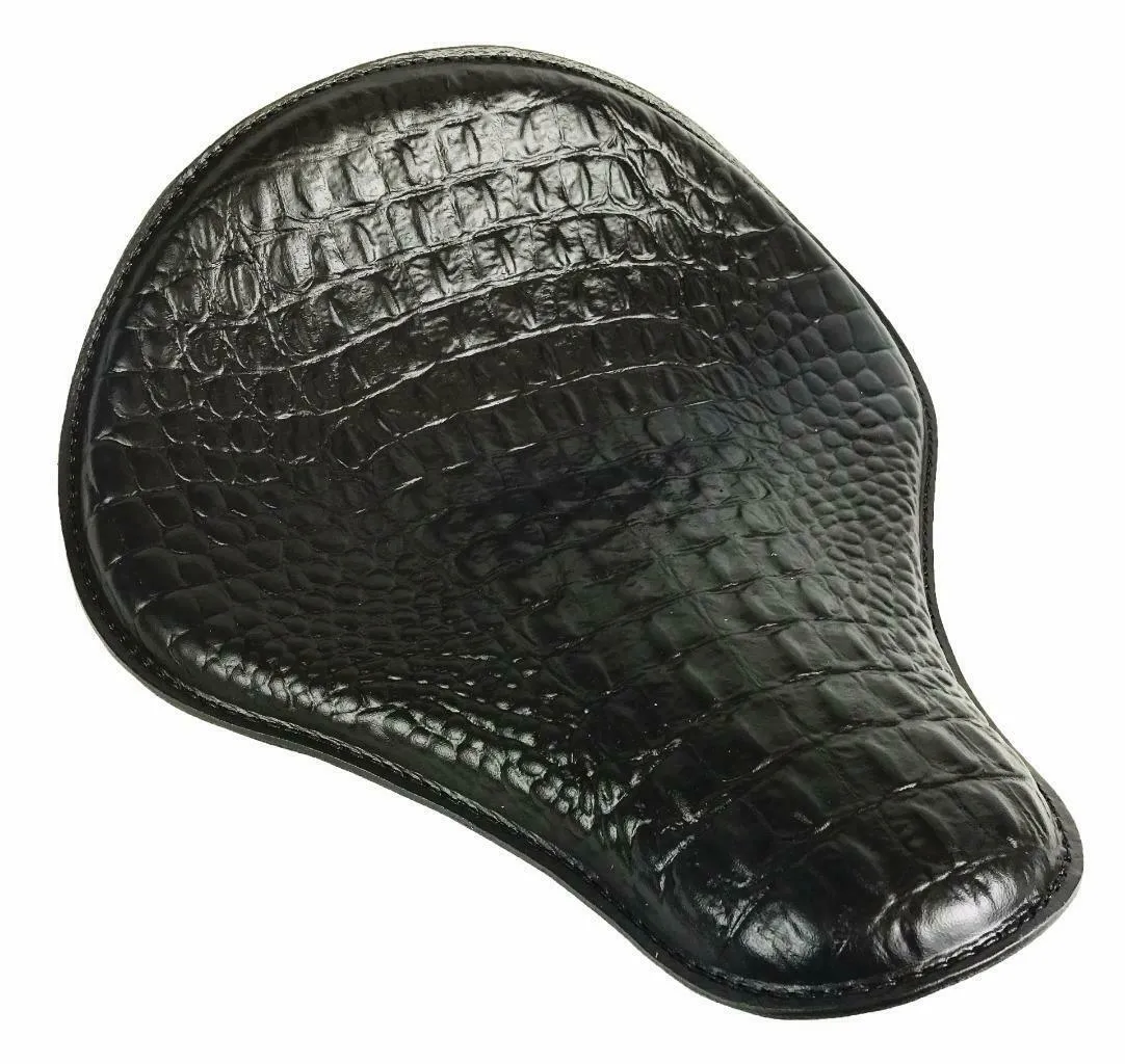 Spring Seat Chopper Harley Sportster Dyna Honda 13x15" Black Alligator Leather