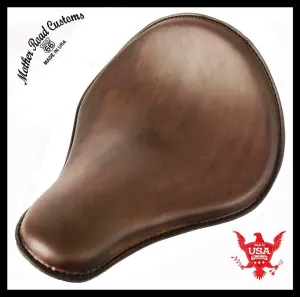 Spring Seat Chopper Sportster Harley Honda 12x13" Smooth Brown Leather