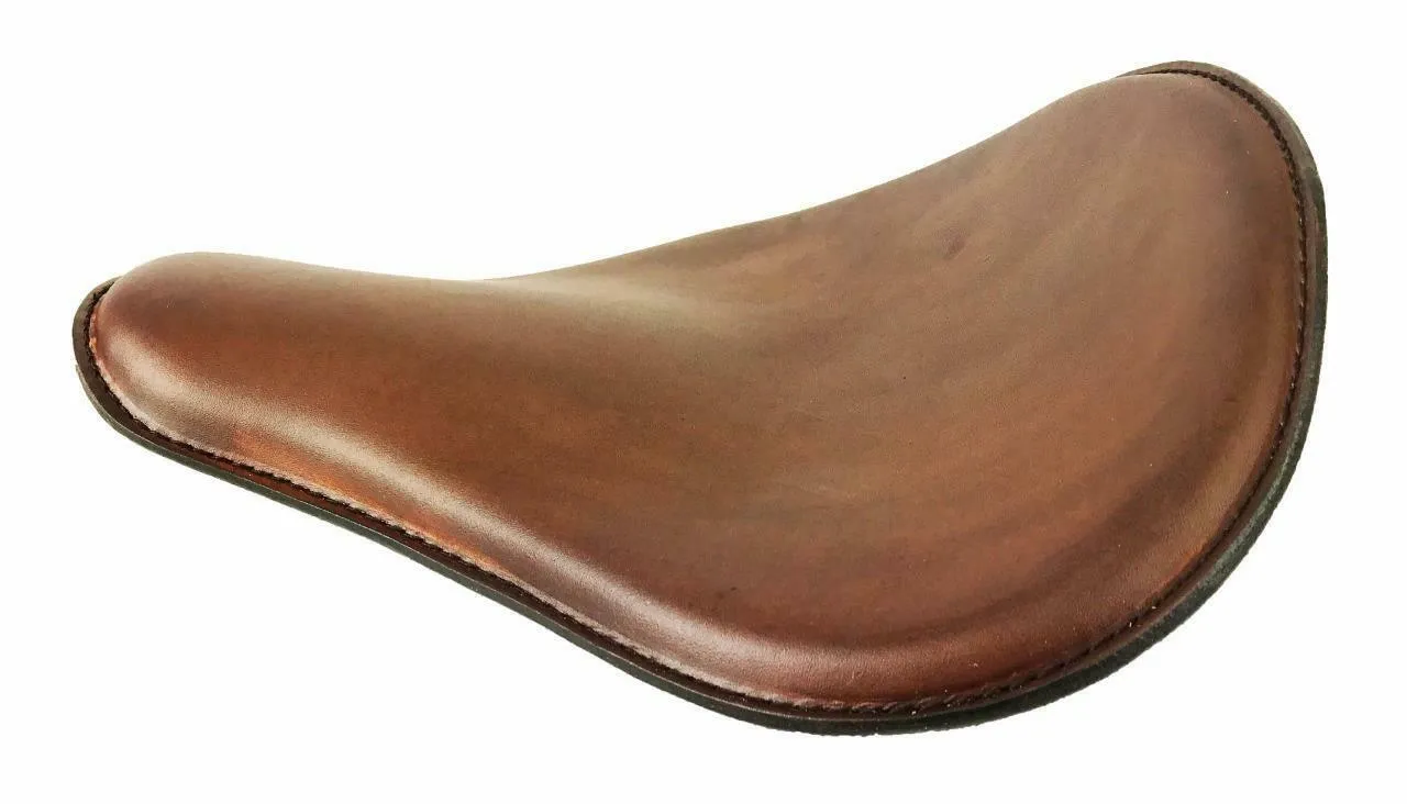 Spring Seat Chopper Sportster Harley Honda 12x13" Smooth Brown Leather