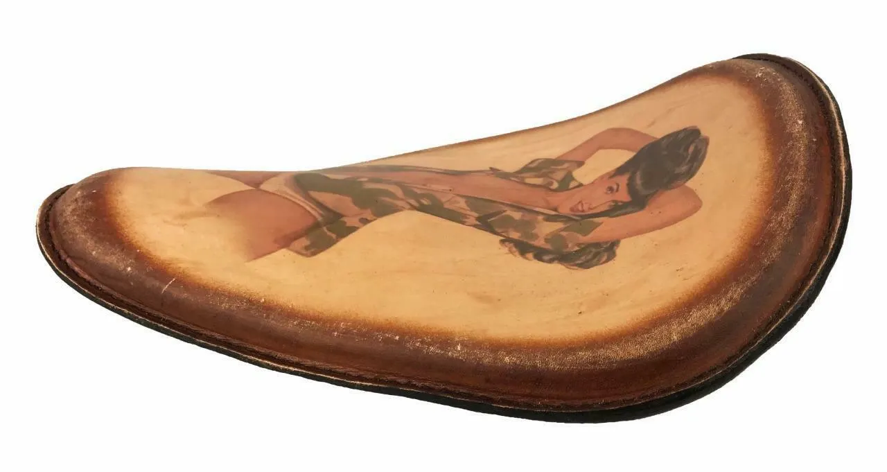 Spring Seat Leather Harley Sportster Chopper Bobber Honda 11x14 Betty Di Tattoo