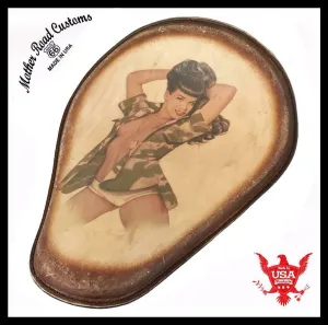 Spring Seat Leather Harley Sportster Chopper Bobber Honda 11x14 Betty Di Tattoo