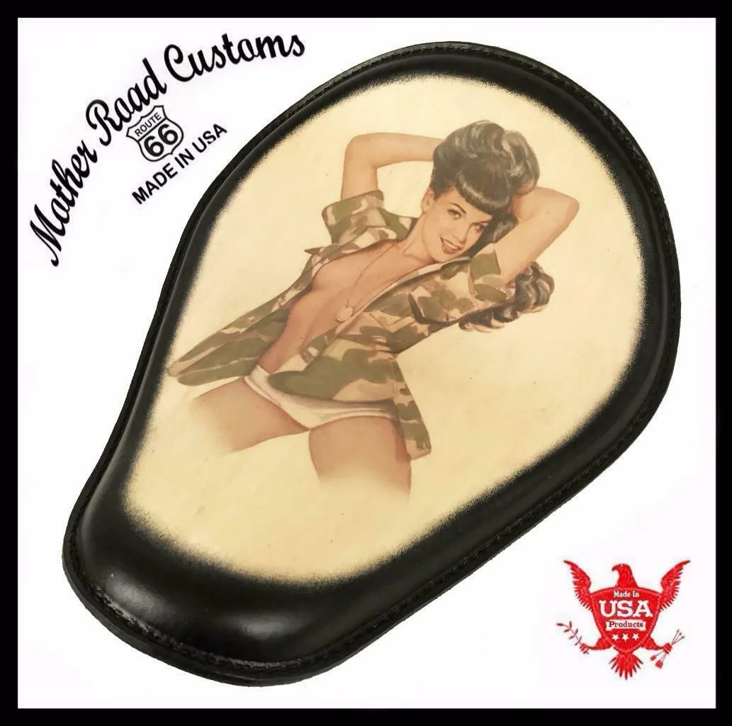 Spring Seat Leather Harley Sportster Chopper Bobber Honda 11x14 Betty Pa Tattoo