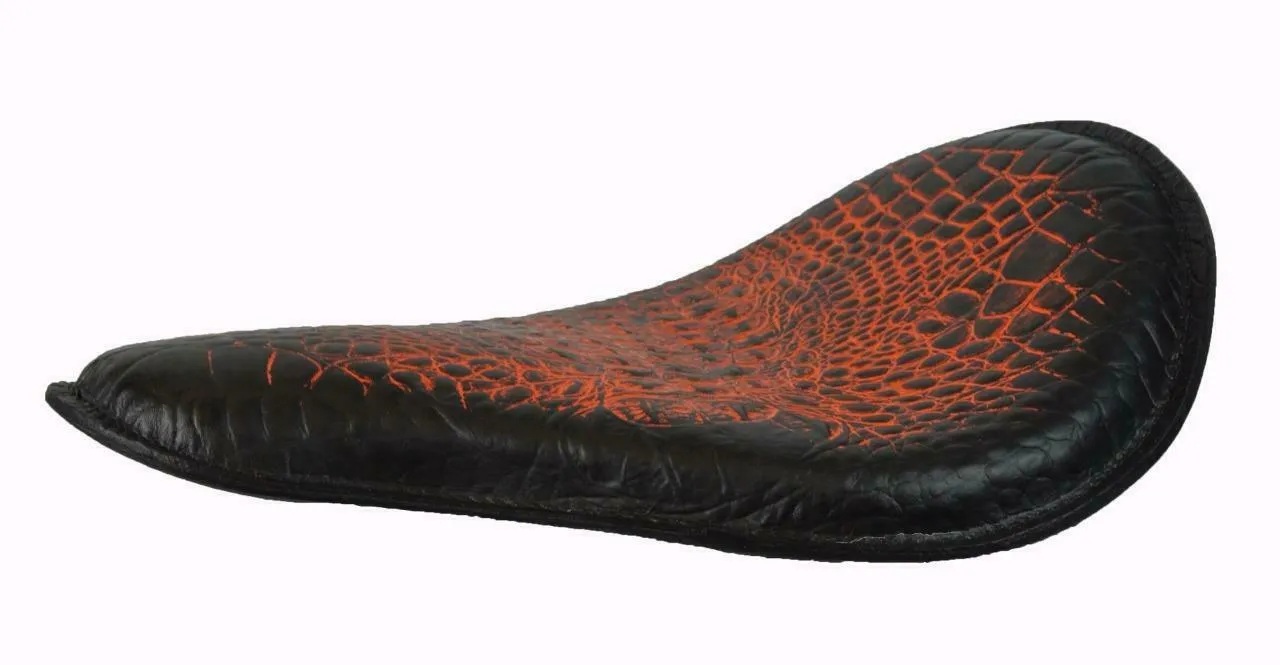 Spring Solo Seat Chopper Bobber Harley Sportste 13x15" Ant Orange Gator Leather