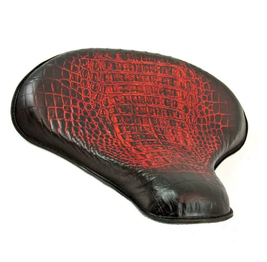 Spring Solo Seat Chopper Bobber Harley Sportster Tractor 15x14" Red Gator Leather