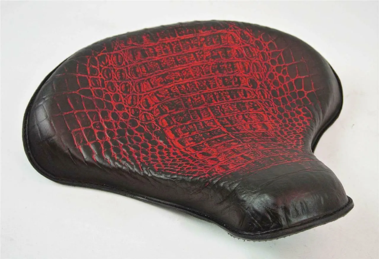 Spring Solo Seat Chopper Bobber Harley Sportster Tractor 15x14" Red Gator Leather