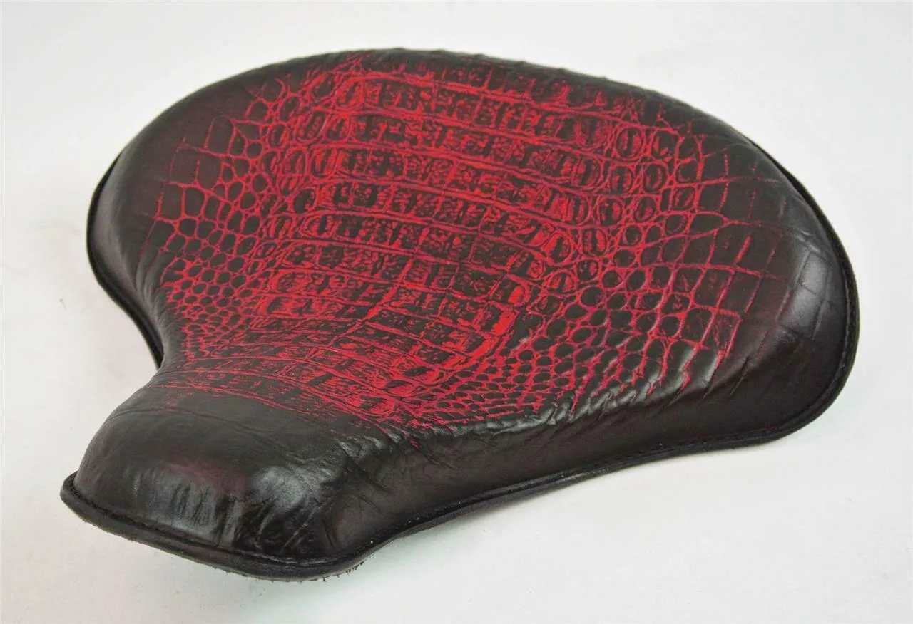 Spring Solo Seat Chopper Bobber Harley Sportster Tractor 15x14" Red Gator Leather