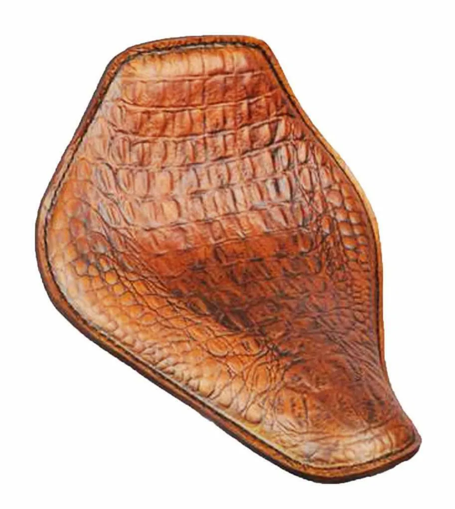 Spring Solo Seat Chopper Harley Sportster 10x13 Snub Nose Tobacco Brn Alligator