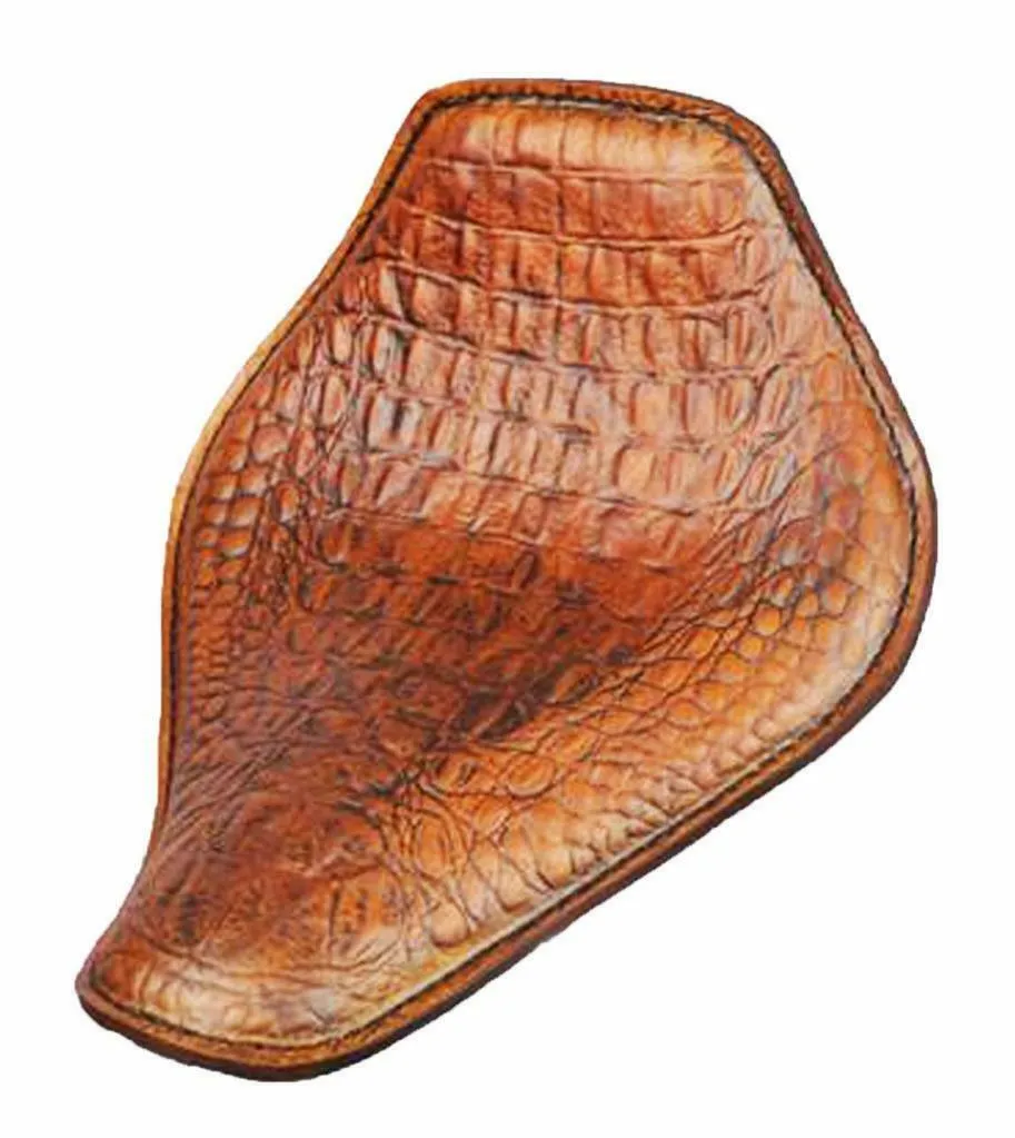 Spring Solo Seat Chopper Harley Sportster 11x14 Snub Nose Tobacco Brn Alligator