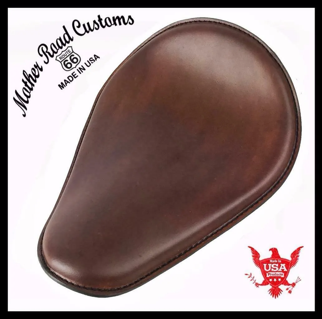 Spring Solo Seat Chopper Harley Sportster Dyna Honda 10x13" Smooth Dark Brown