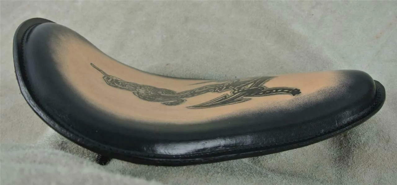 Spring Solo Seat Chopper Harley Sportster Pirate Anchor Tattoo Blk Frame USA