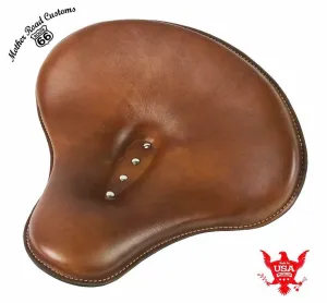 Spring Solo Tractor Seat 15x14" Desert Tan Leather Harley Sportster Indian Scout