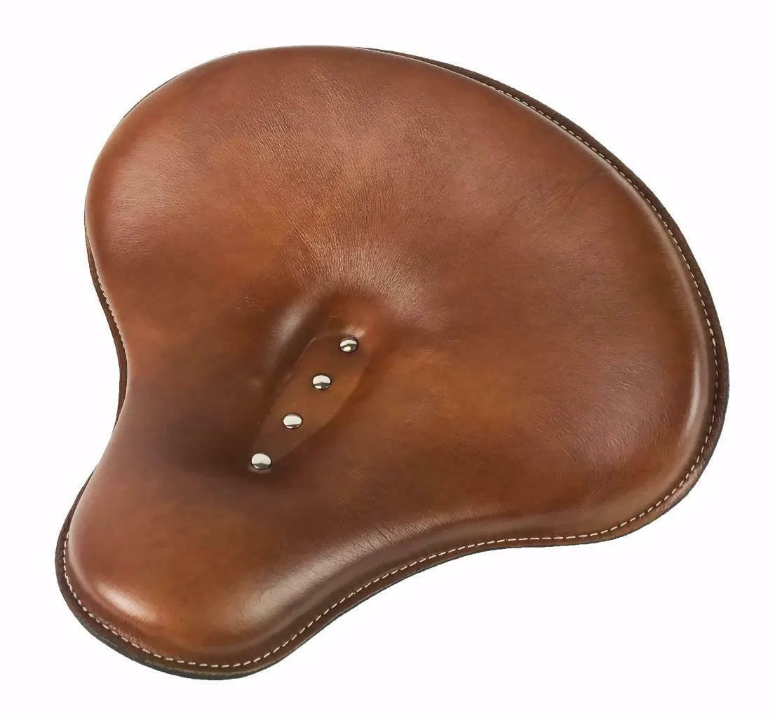 Spring Solo Tractor Seat 15x14" Desert Tan Leather Harley Sportster Indian Scout