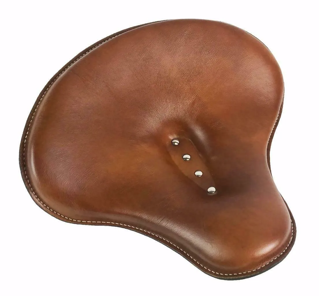 Spring Solo Tractor Seat 15x14" Desert Tan Leather Harley Sportster Indian Scout