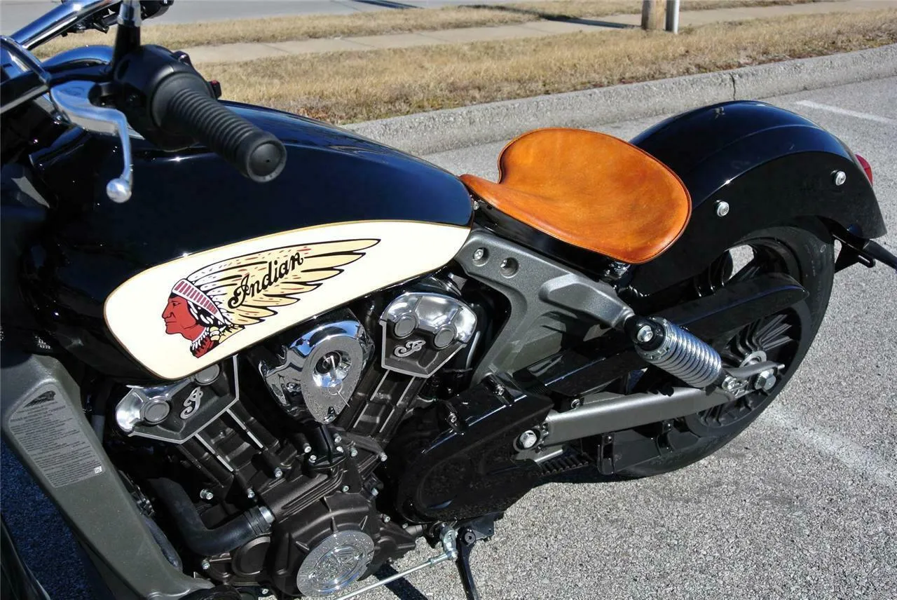 Spring Solo Tractor Seat Chopper Bobber Harley Sportste 15x14" Black Ds Leather
