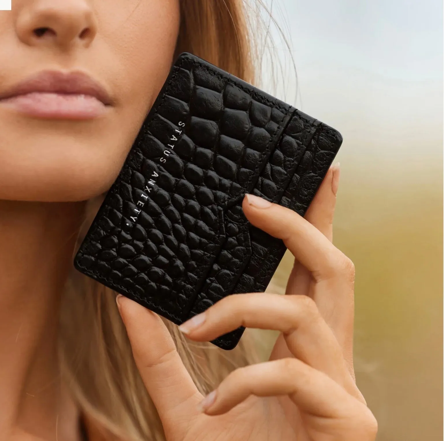 Status Anxiety II TOGETHER For Now Card Wallet - black croc