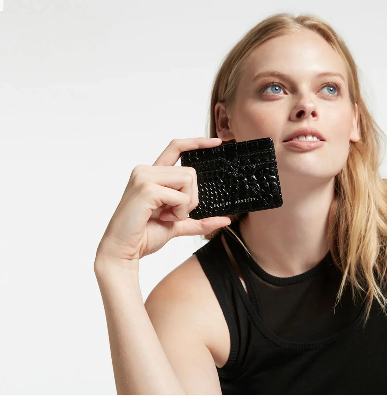 Status Anxiety II TOGETHER For Now Card Wallet - black croc
