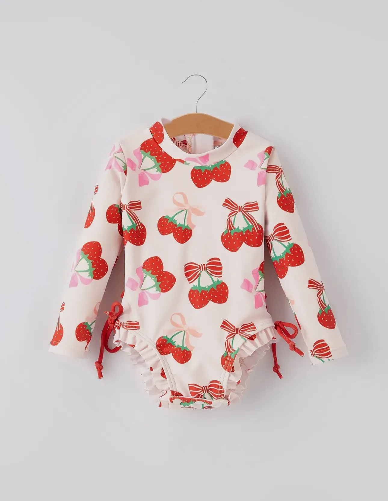 Strawberry Ruffle Bum Swimsuit: Pink Mix