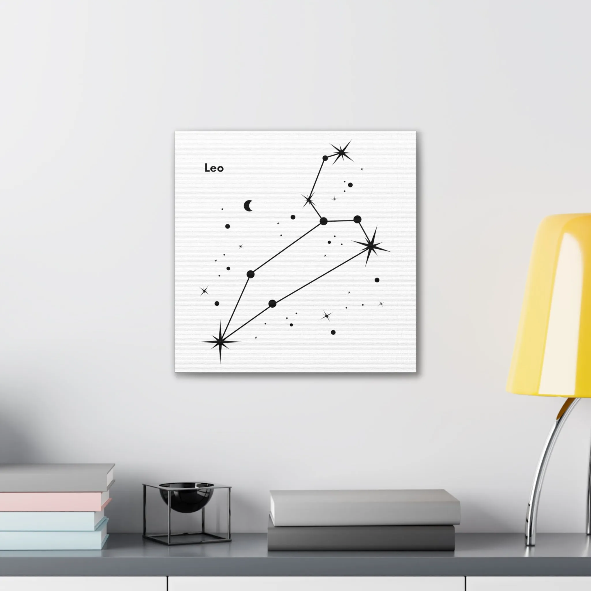 Stunning Black and White Leo Sign Wall Hanging - Square Canvas Art Perfect for Modern Home Decor