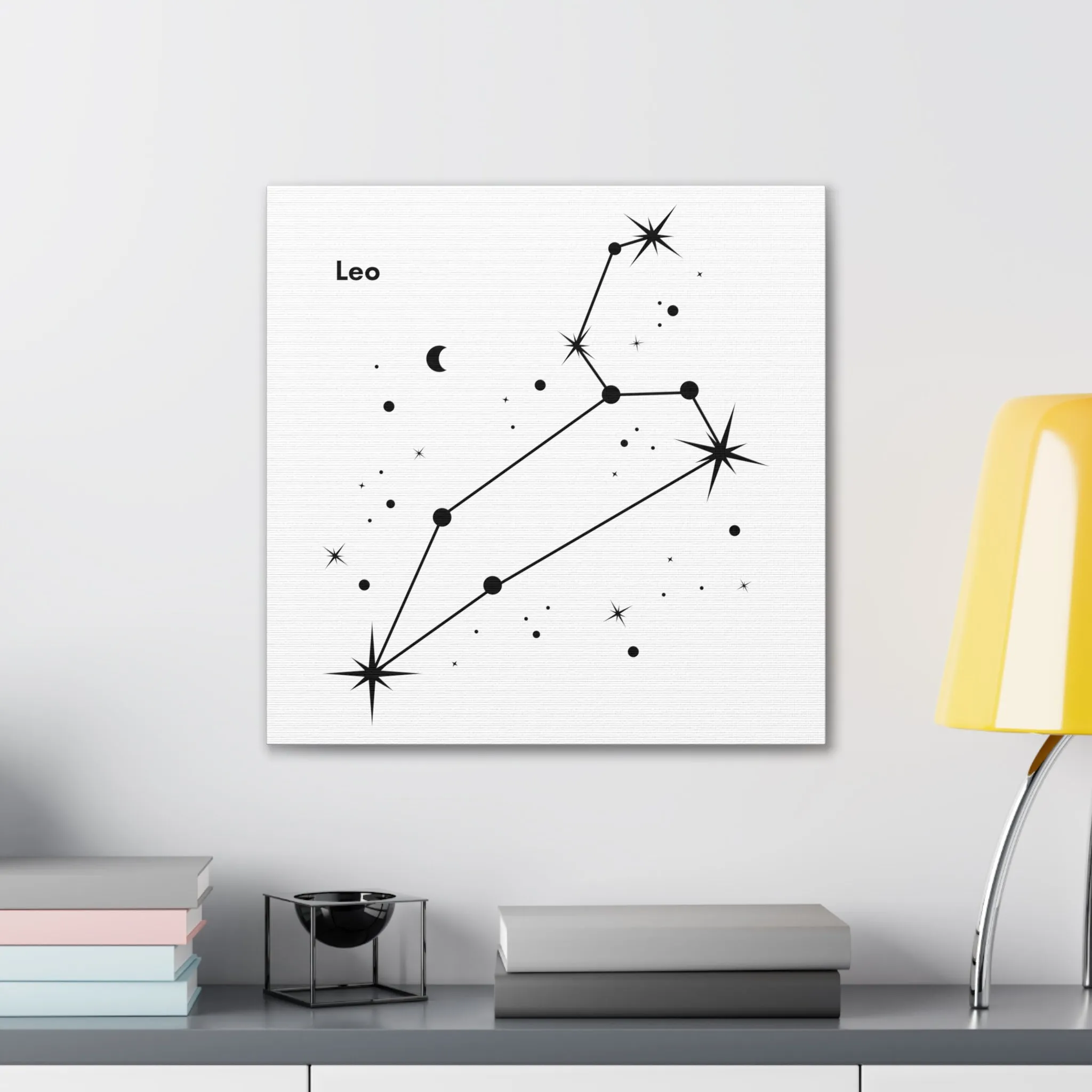 Stunning Black and White Leo Sign Wall Hanging - Square Canvas Art Perfect for Modern Home Decor