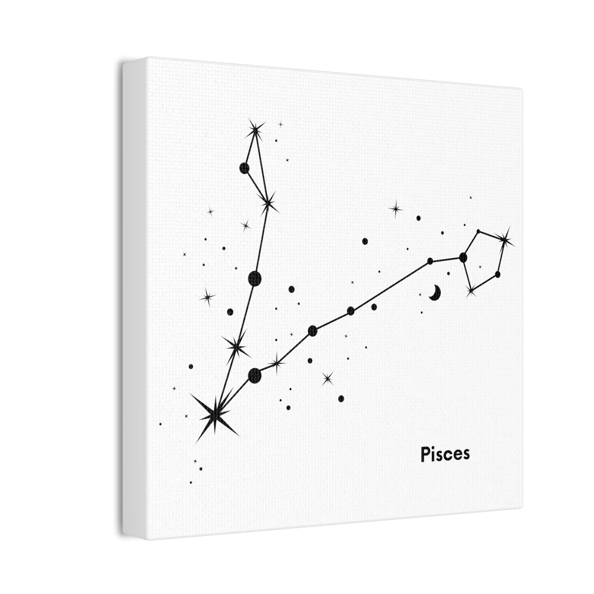 Stunning Black and White Pisces Signs Wall Hanging - Square Canvas Art Perfect for Modern Home Decor