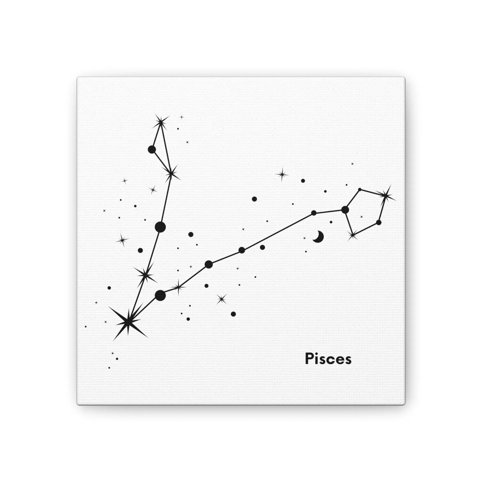 Stunning Black and White Pisces Signs Wall Hanging - Square Canvas Art Perfect for Modern Home Decor