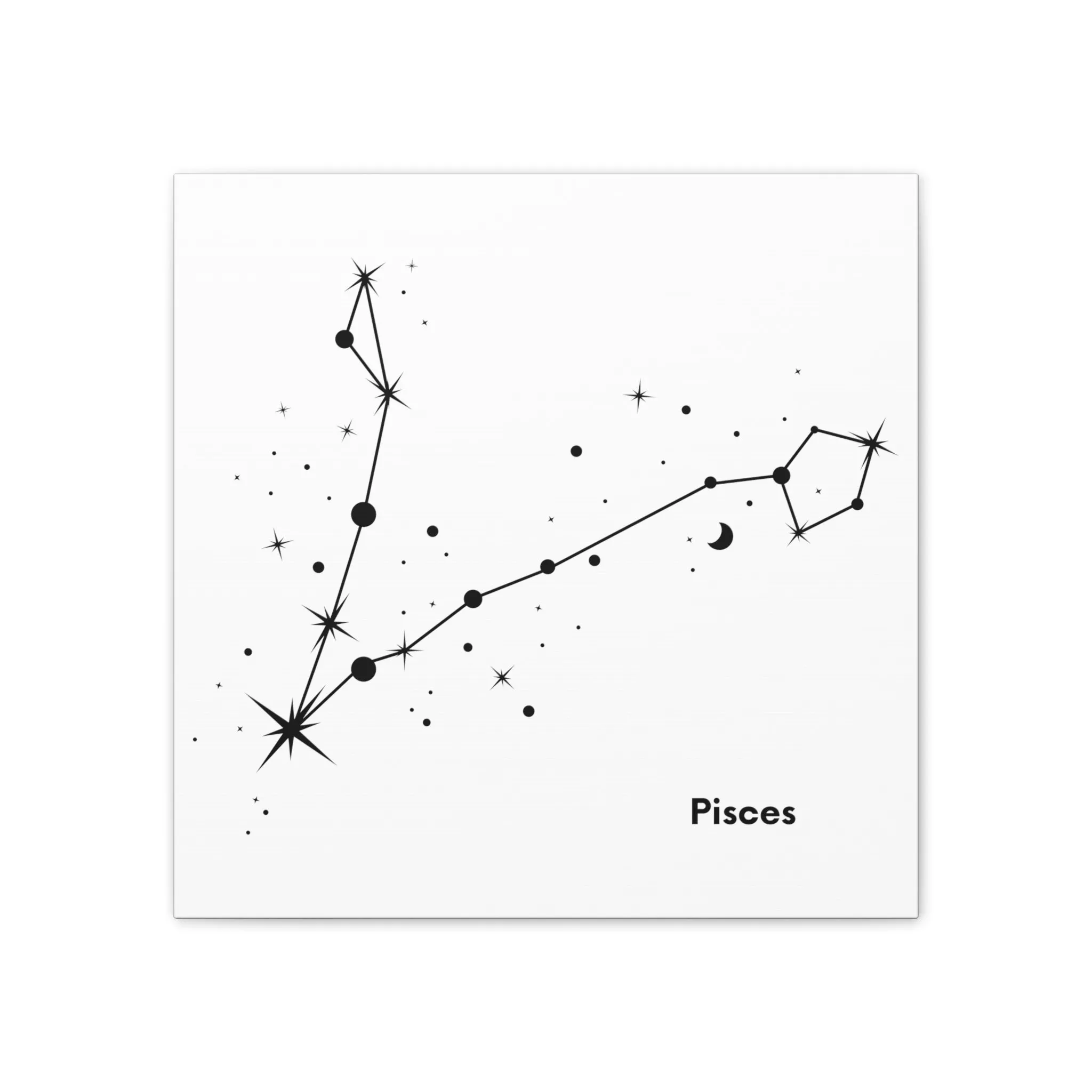 Stunning Black and White Pisces Signs Wall Hanging - Square Canvas Art Perfect for Modern Home Decor