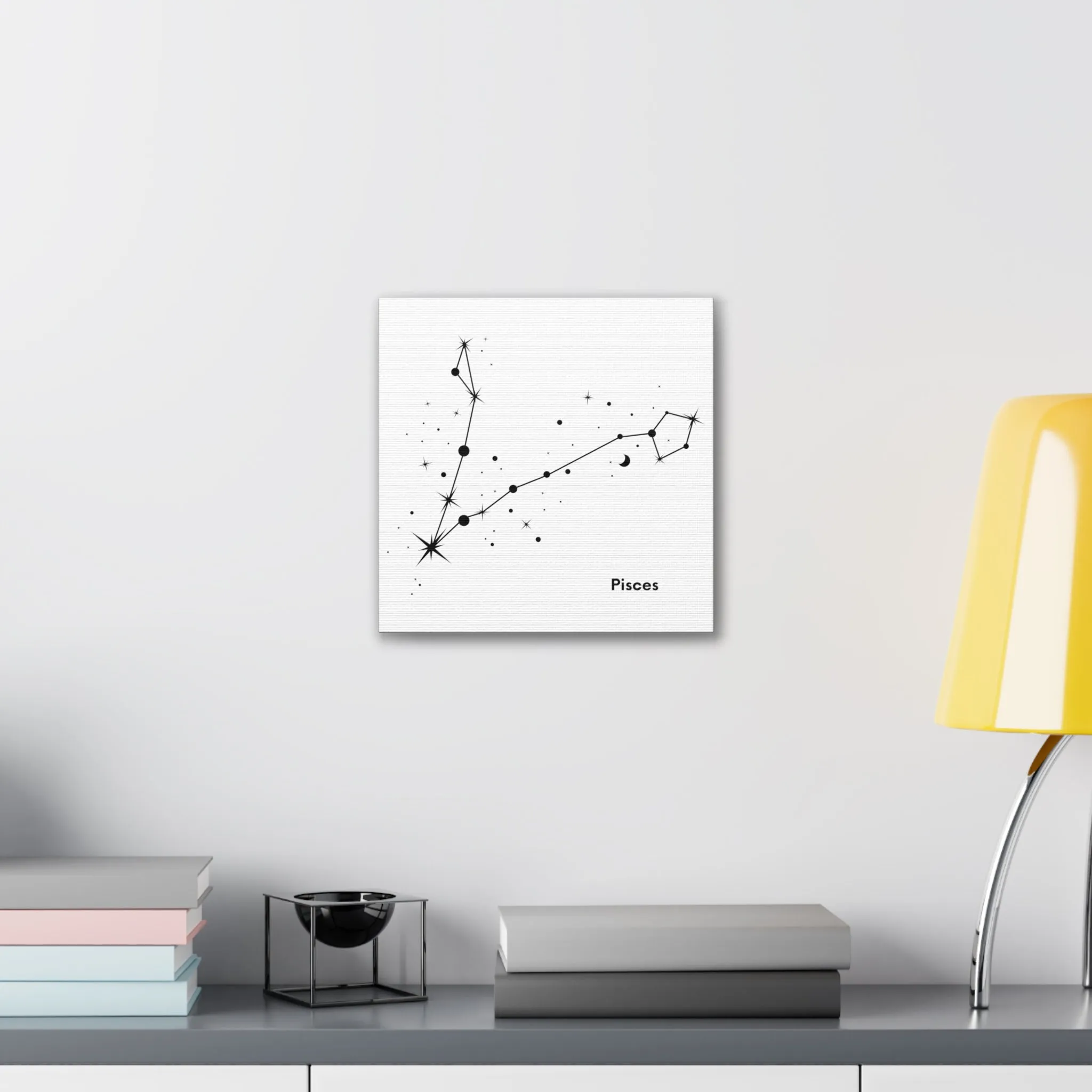 Stunning Black and White Pisces Signs Wall Hanging - Square Canvas Art Perfect for Modern Home Decor