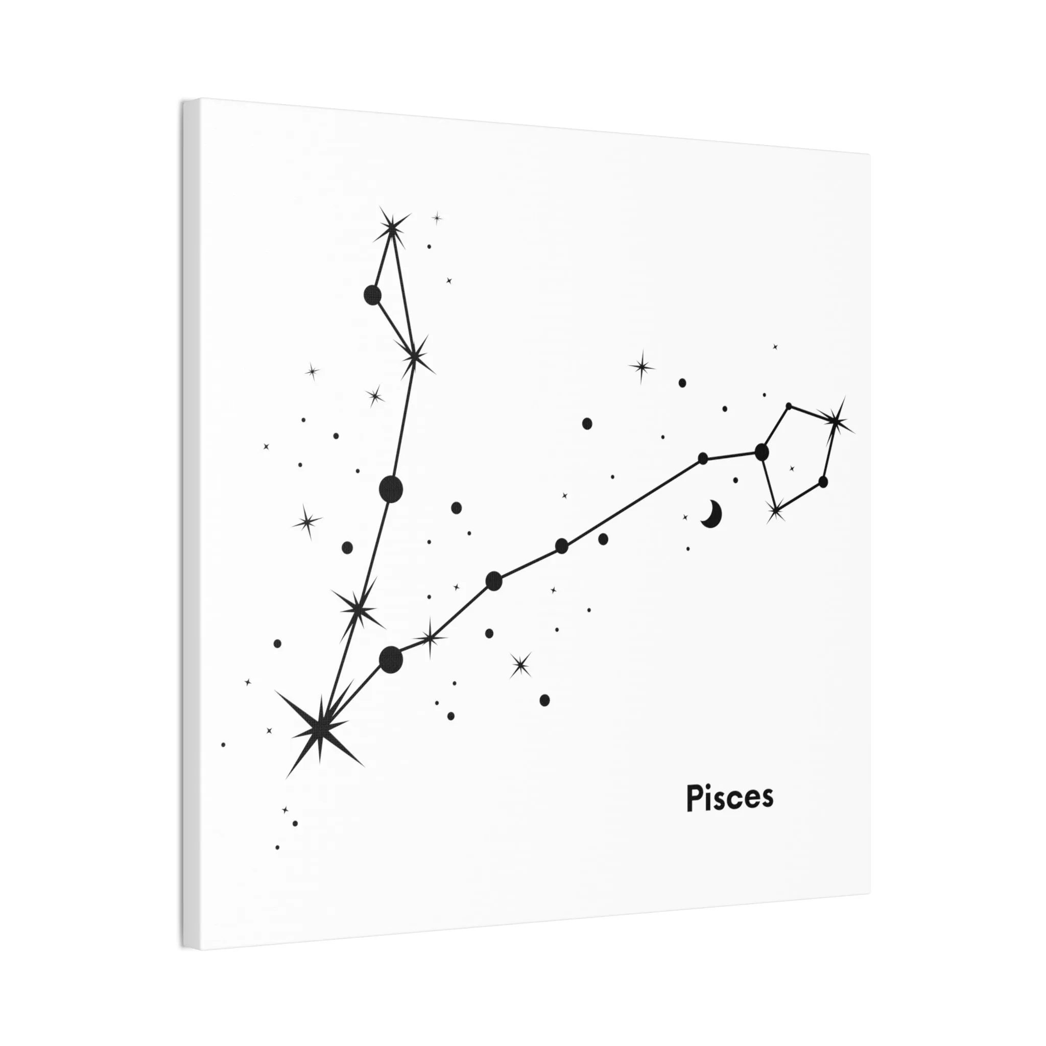 Stunning Black and White Pisces Signs Wall Hanging - Square Canvas Art Perfect for Modern Home Decor