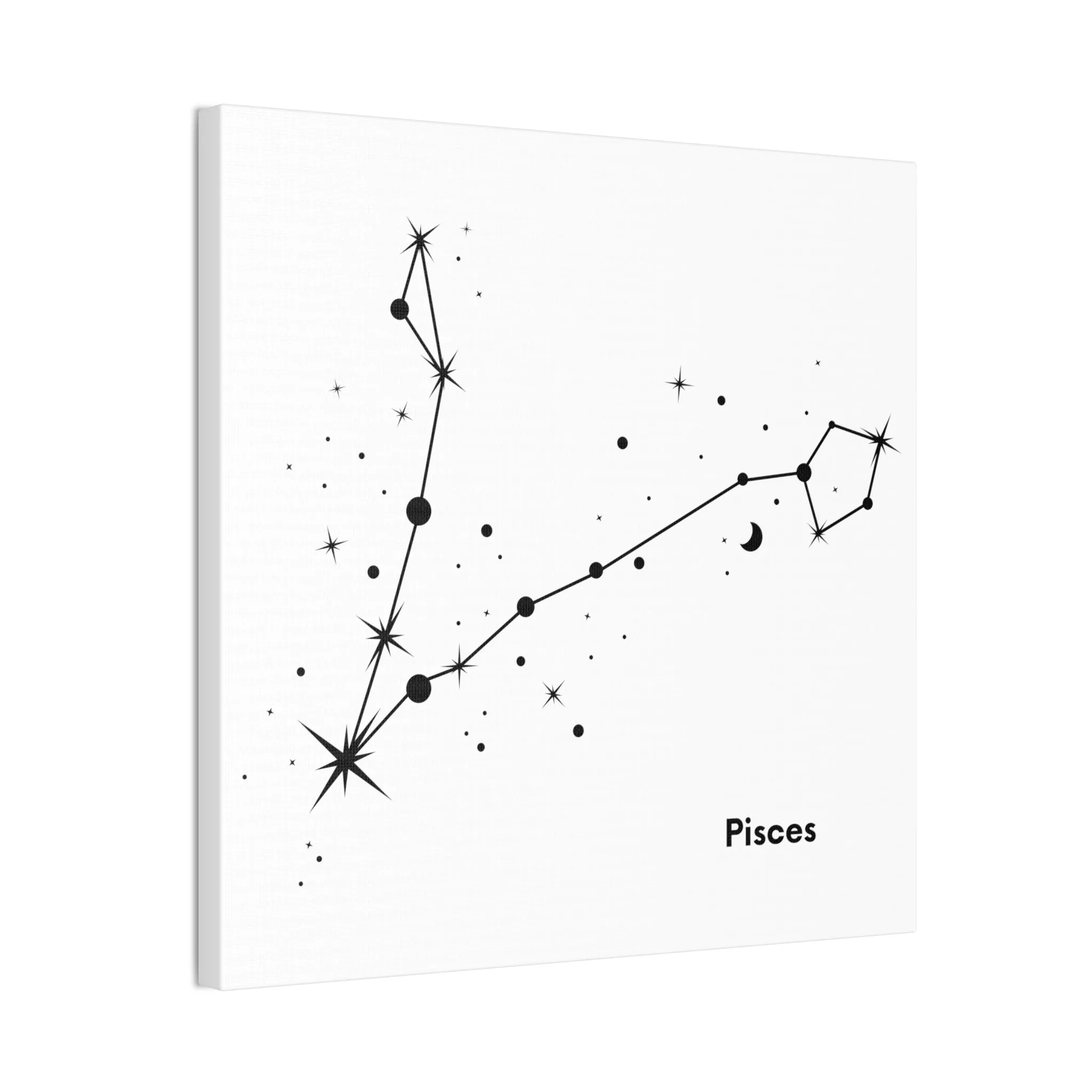Stunning Black and White Pisces Signs Wall Hanging - Square Canvas Art Perfect for Modern Home Decor