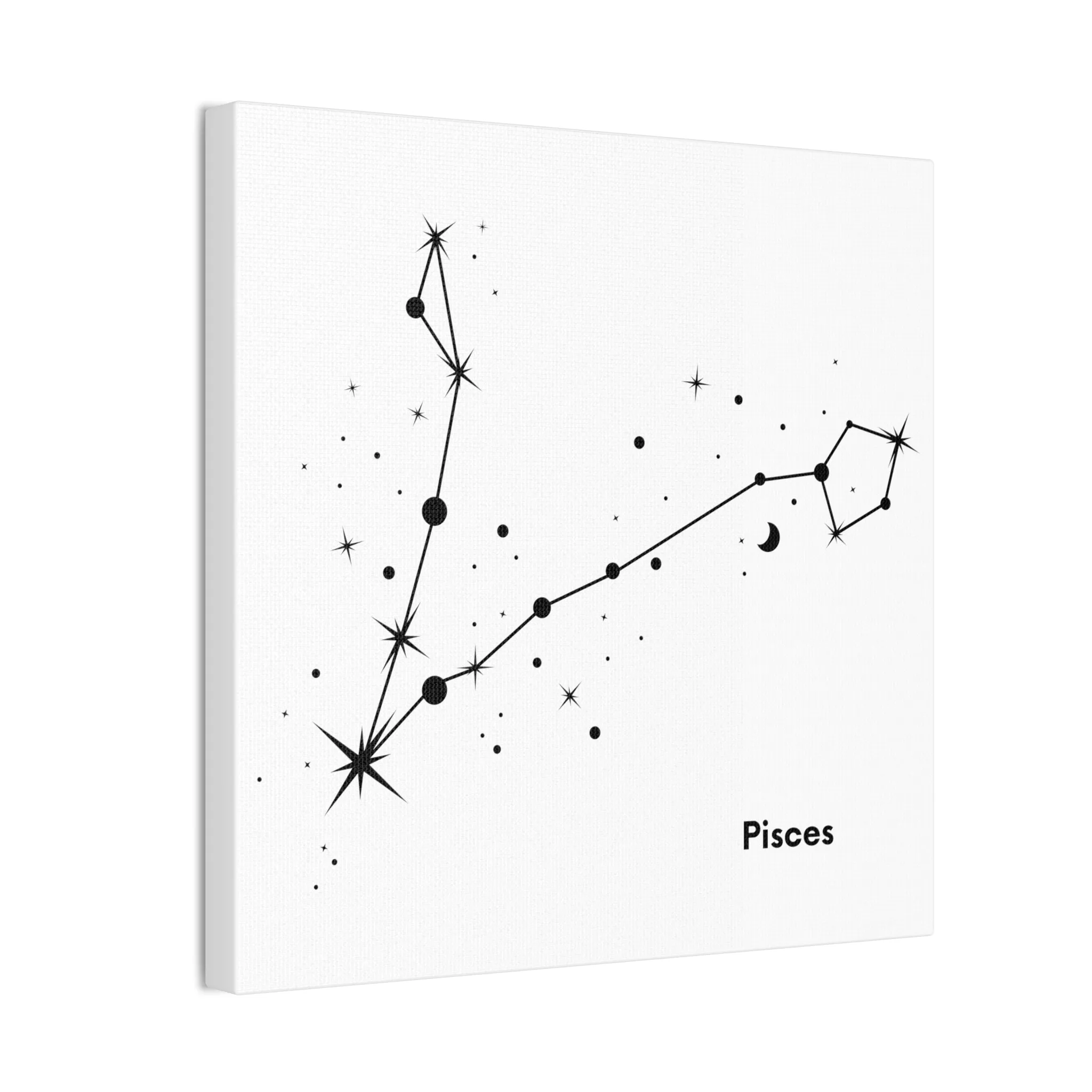 Stunning Black and White Pisces Signs Wall Hanging - Square Canvas Art Perfect for Modern Home Decor