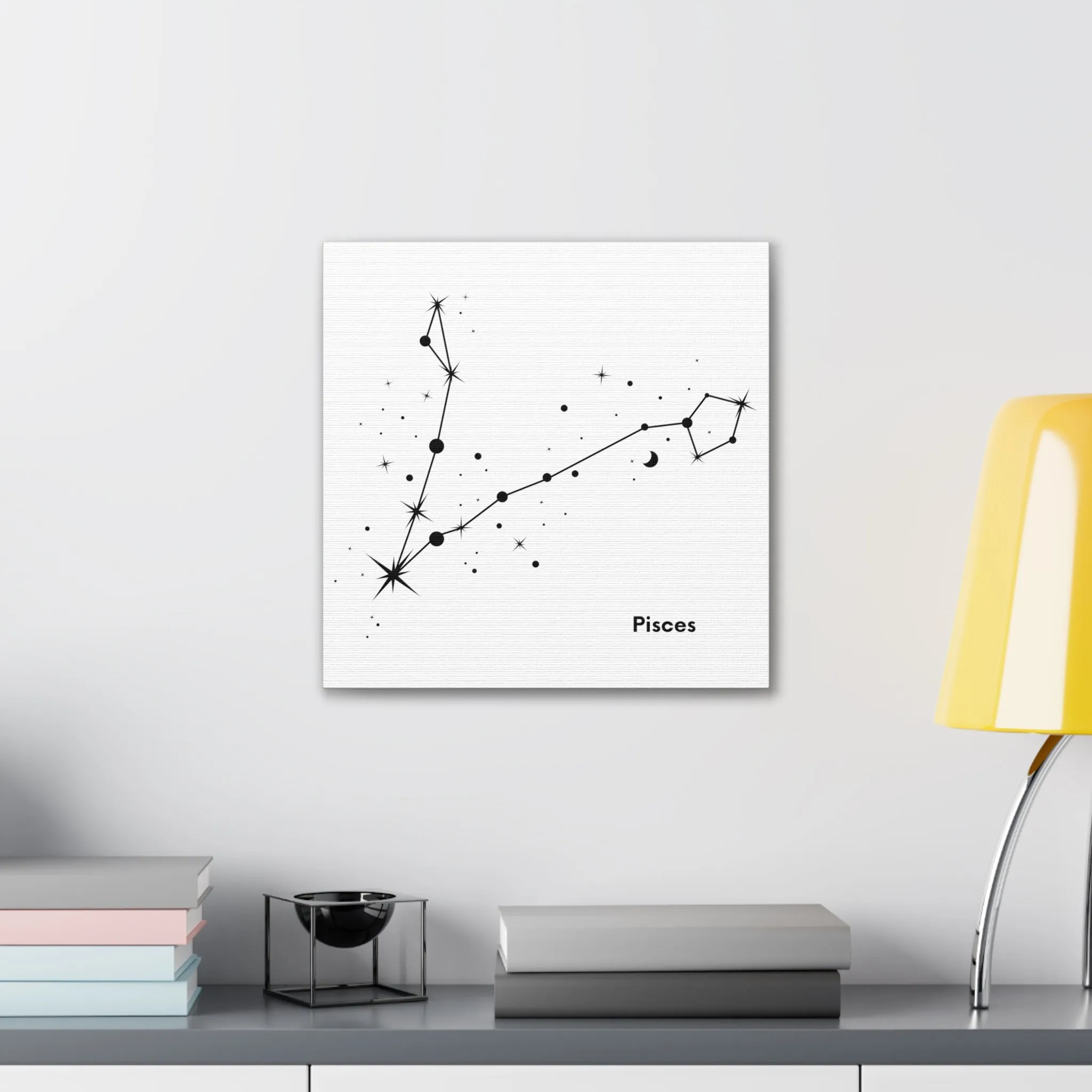 Stunning Black and White Pisces Signs Wall Hanging - Square Canvas Art Perfect for Modern Home Decor