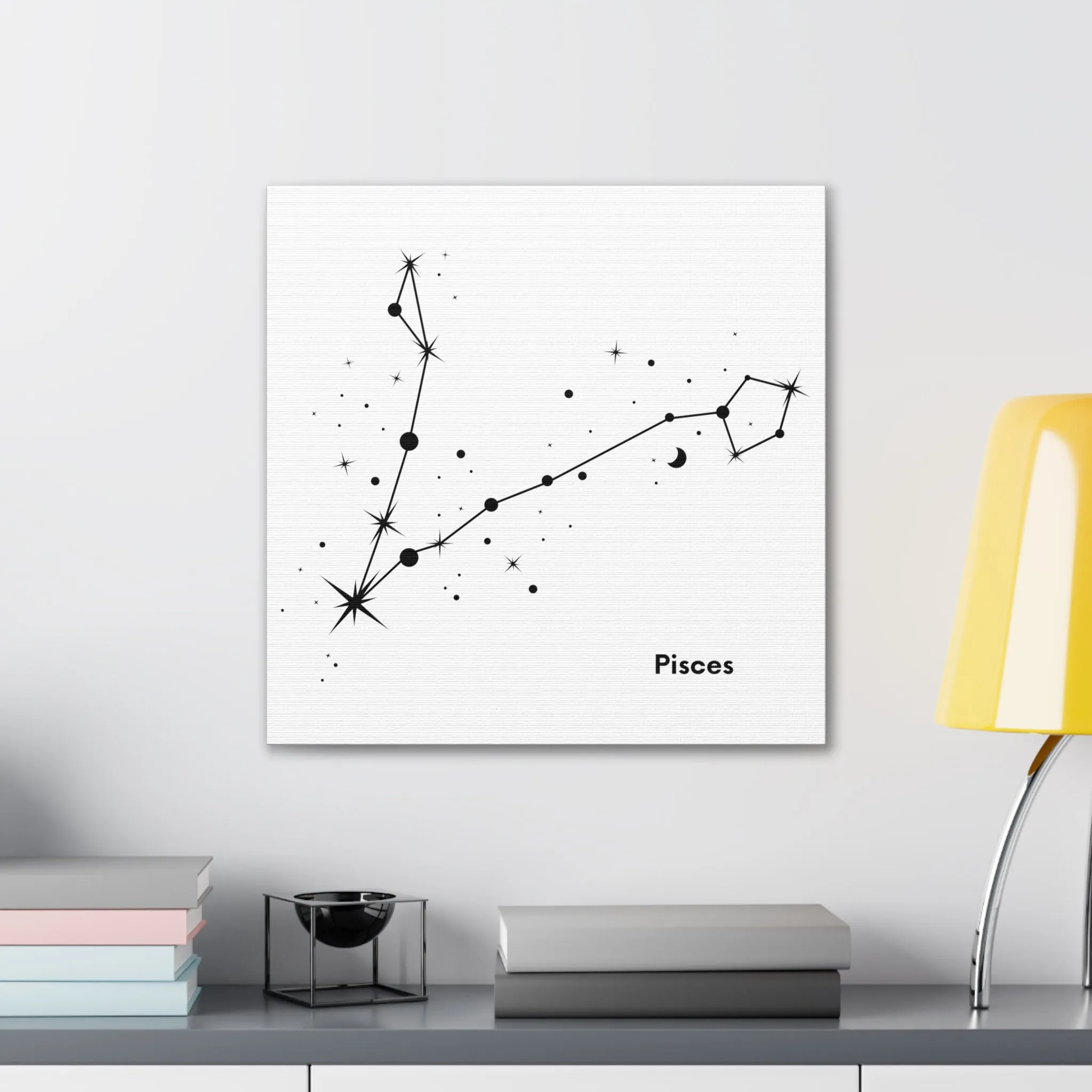 Stunning Black and White Pisces Signs Wall Hanging - Square Canvas Art Perfect for Modern Home Decor
