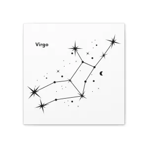 Stunning Black and White Virgo Sign Wall Hanging - Square Canvas Art Perfect for Modern Home Decor