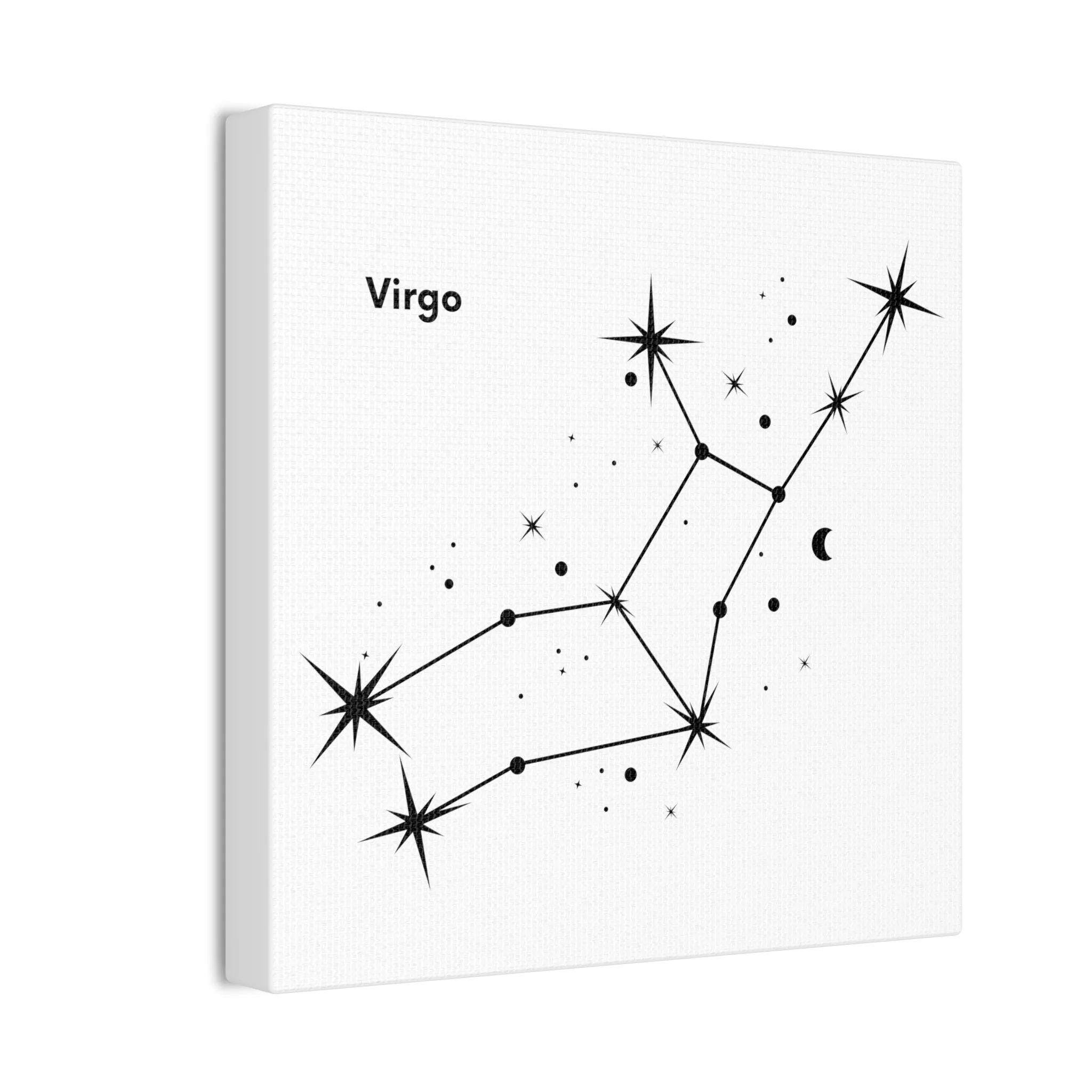 Stunning Black and White Virgo Sign Wall Hanging - Square Canvas Art Perfect for Modern Home Decor