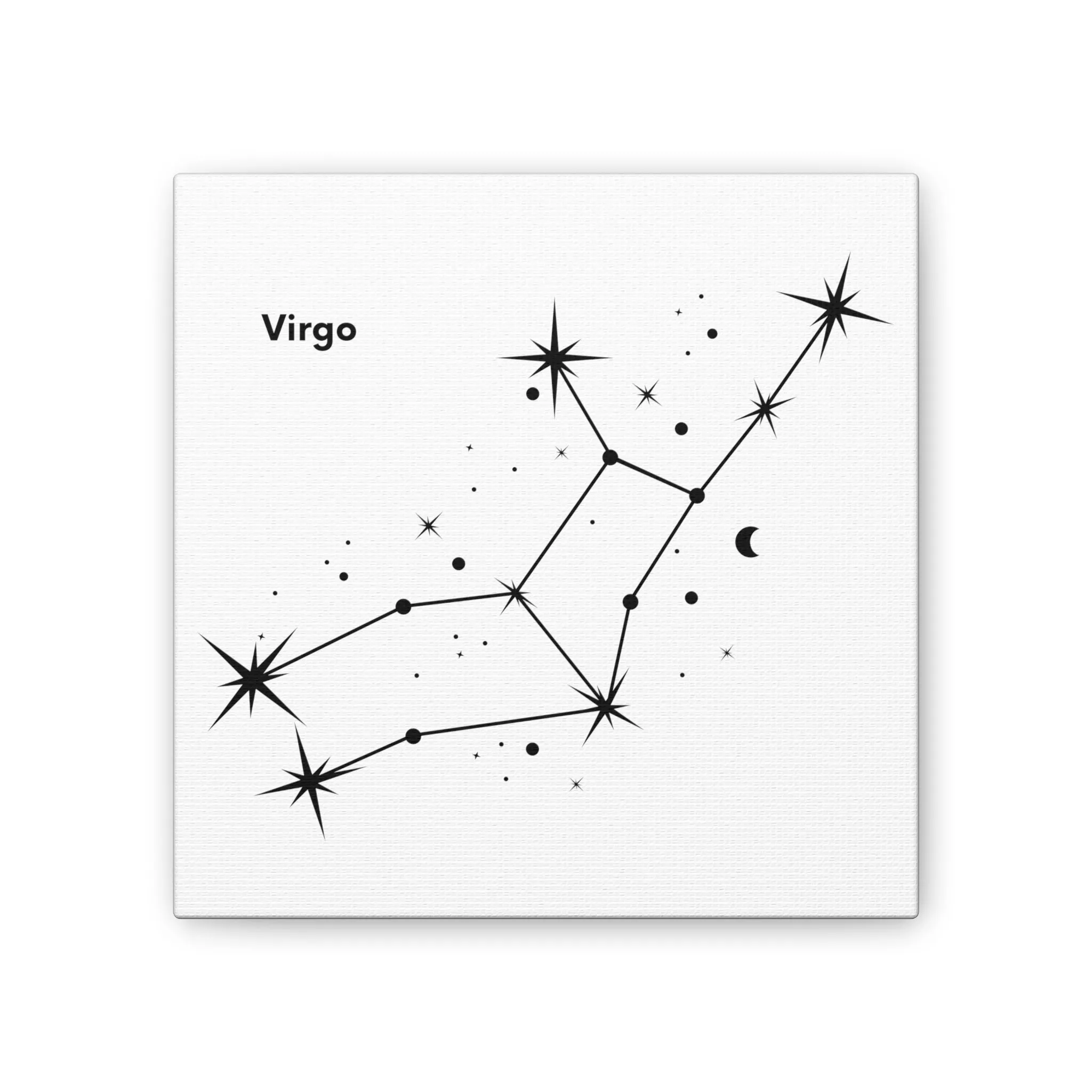 Stunning Black and White Virgo Sign Wall Hanging - Square Canvas Art Perfect for Modern Home Decor