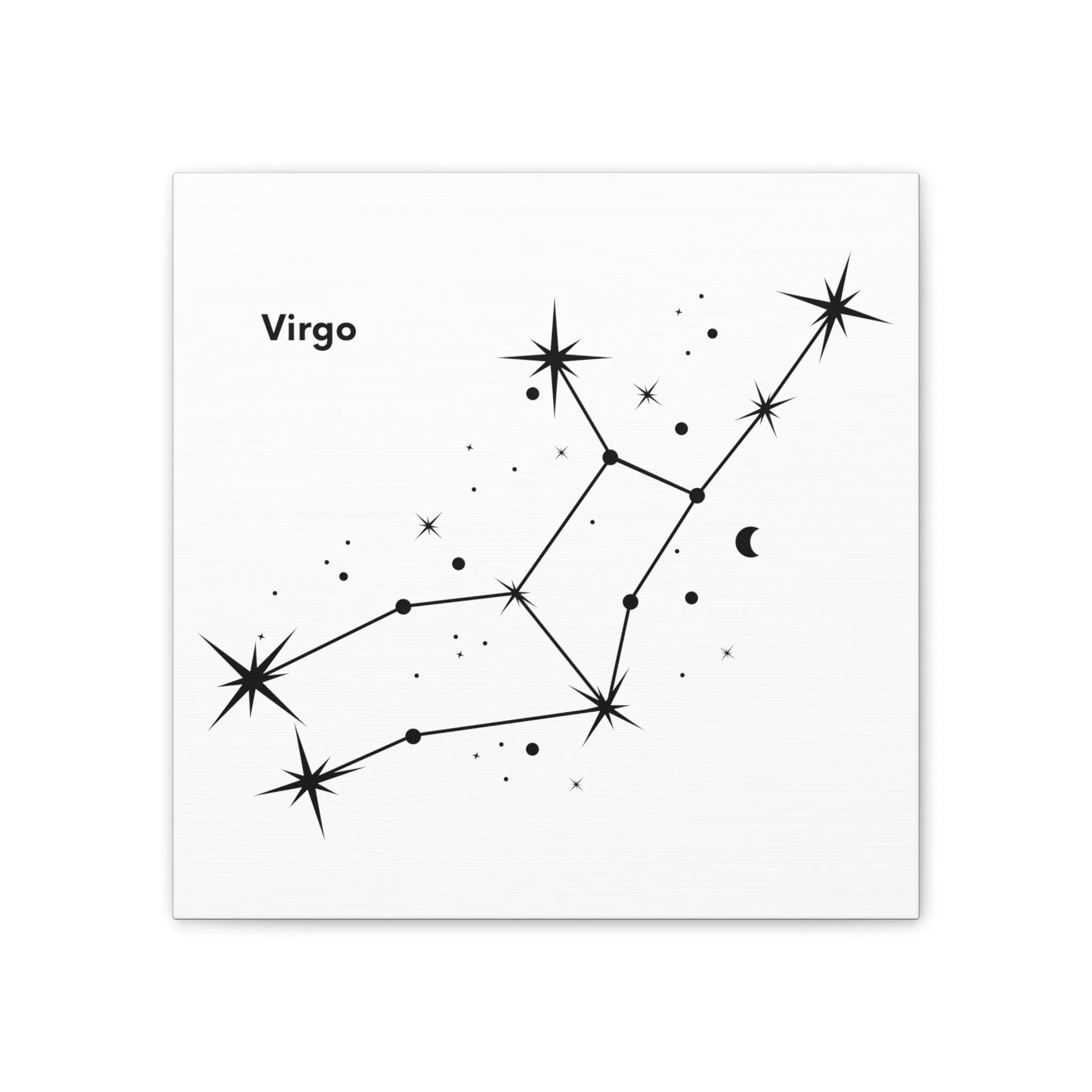 Stunning Black and White Virgo Sign Wall Hanging - Square Canvas Art Perfect for Modern Home Decor