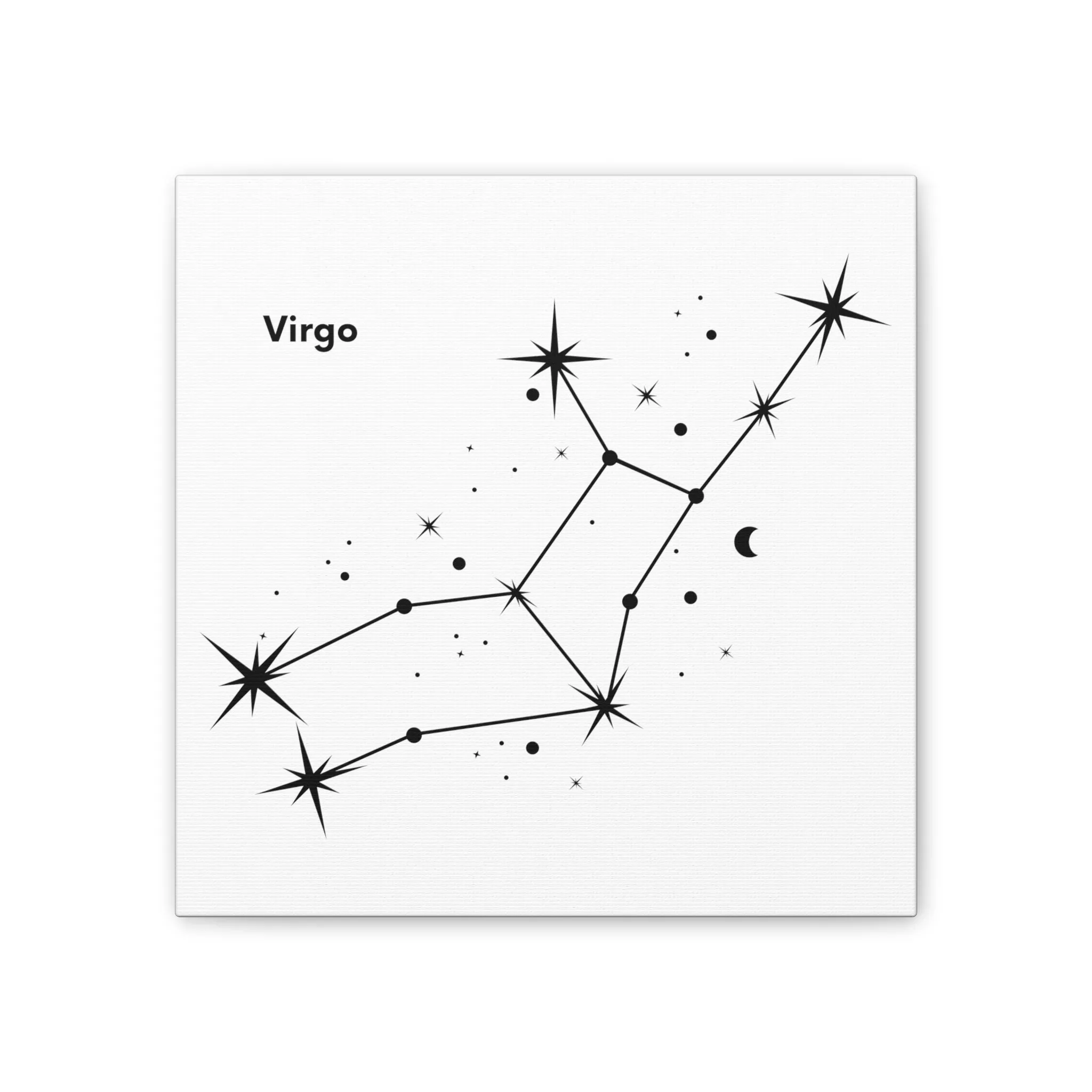 Stunning Black and White Virgo Sign Wall Hanging - Square Canvas Art Perfect for Modern Home Decor