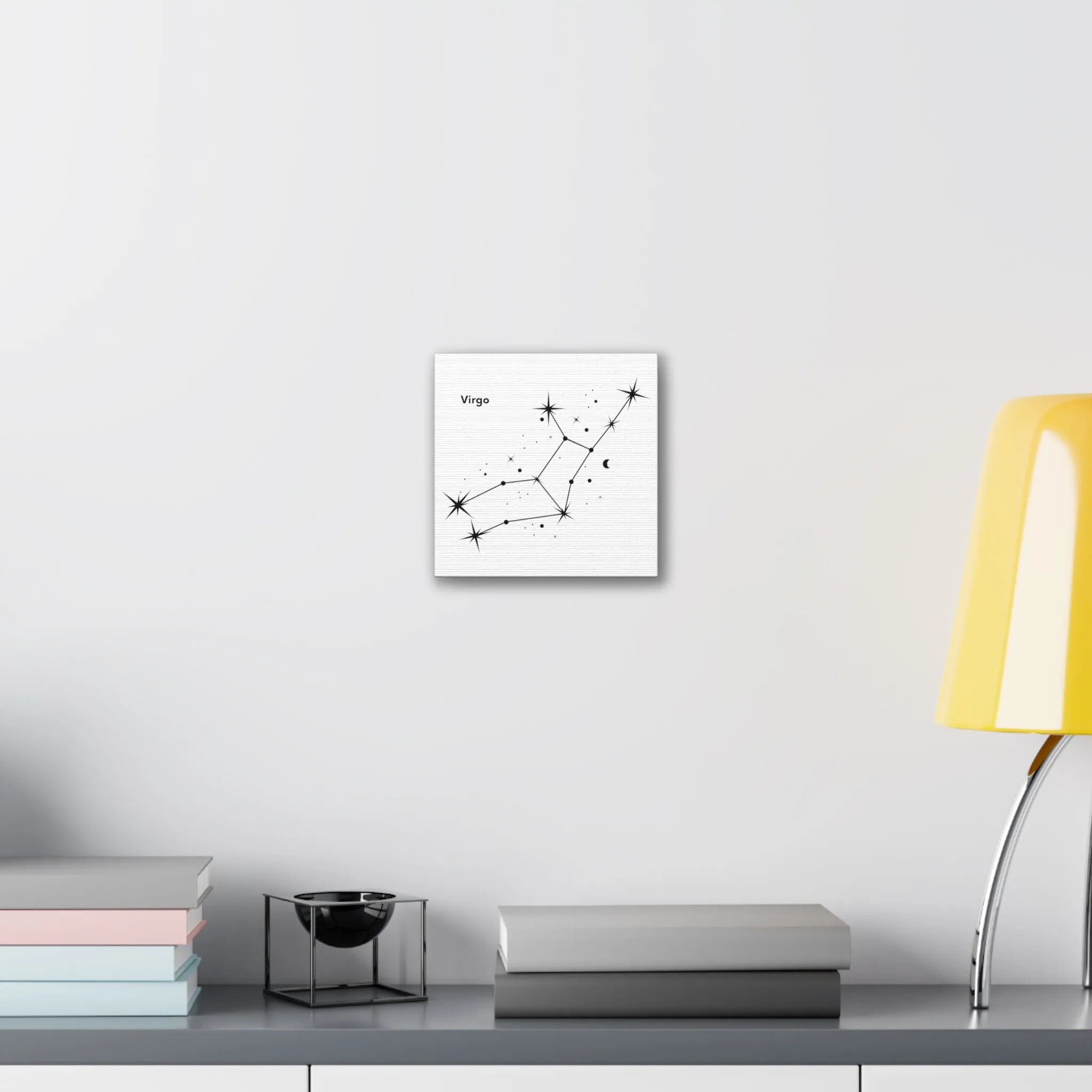 Stunning Black and White Virgo Sign Wall Hanging - Square Canvas Art Perfect for Modern Home Decor