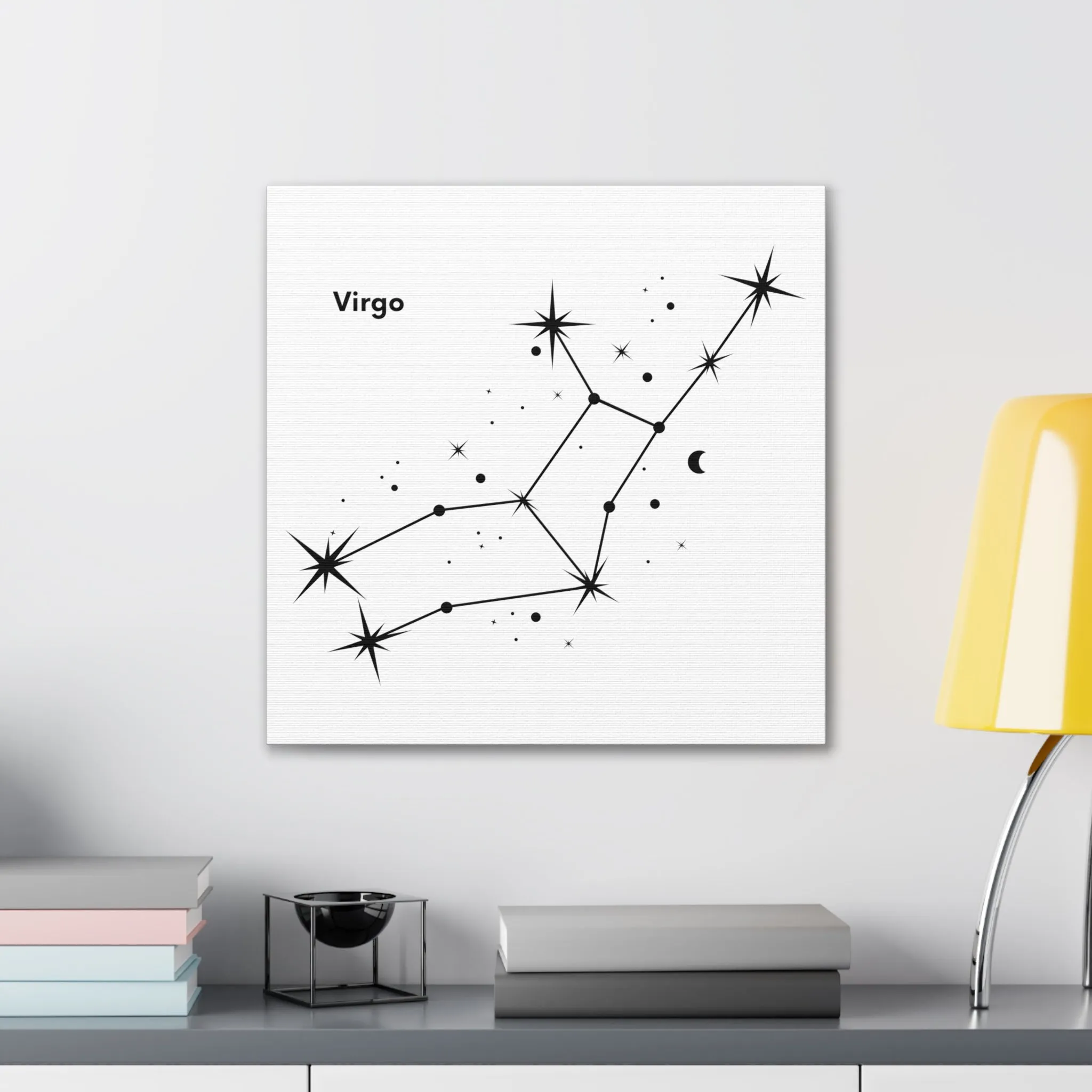 Stunning Black and White Virgo Sign Wall Hanging - Square Canvas Art Perfect for Modern Home Decor
