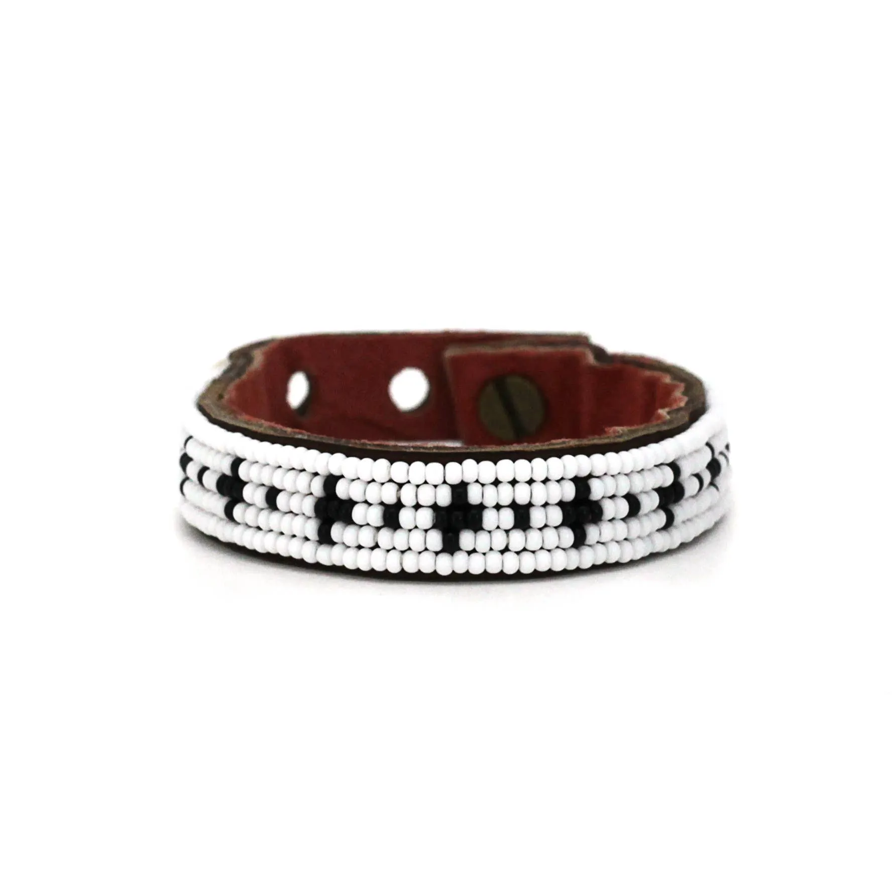Swahili Coast - Small Black and White Stars Leather Cuff