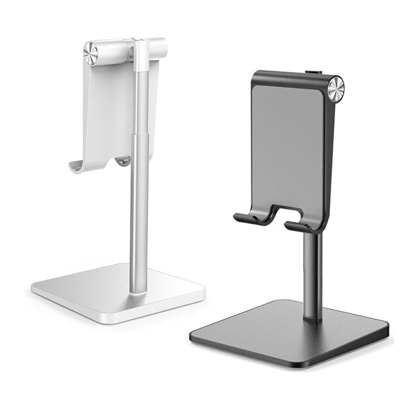 Telescopic Desk Mobile Phone Holder Stand for IPhone IPad Adjustable Metal Desktop Tablet Holder Silver-Standard Edition