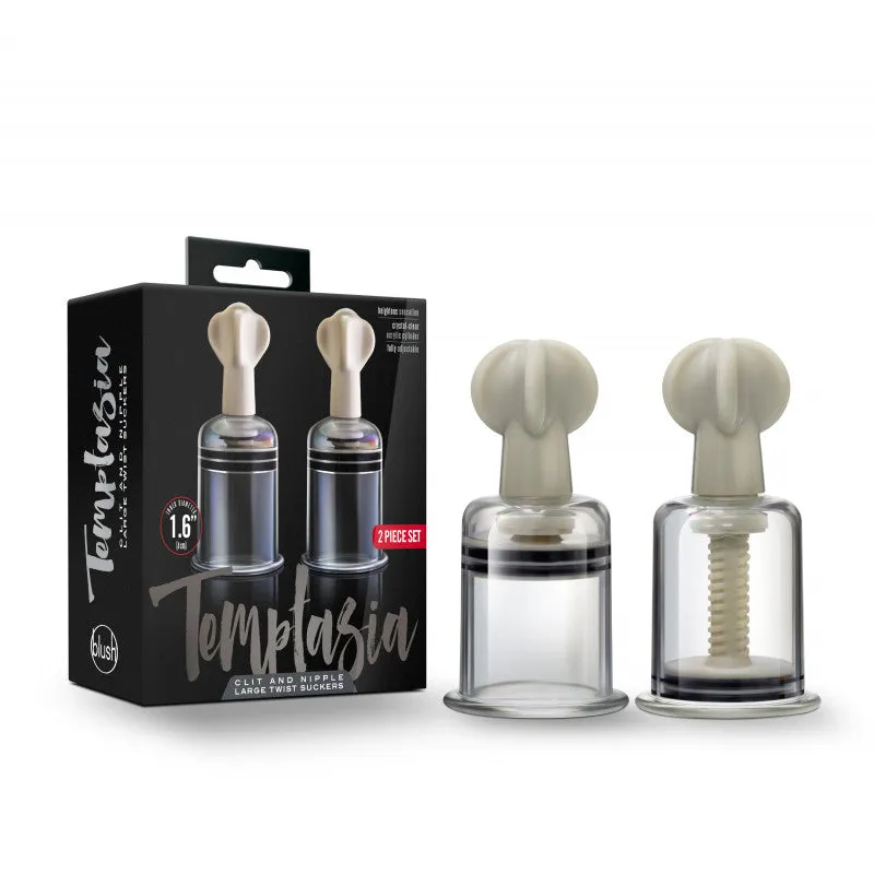 Temptasia – Clit and Nipple Large Twist Suckers -  Set of 2 - Clear