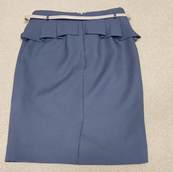 The Limited Peplum Skirt with Removable Bow Belt - Gray Blue - Size 2