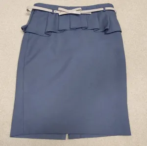 The Limited Peplum Skirt with Removable Bow Belt - Gray Blue - Size 2