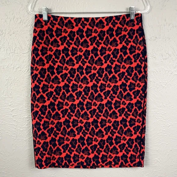 The Limited Red Leopard Print Skirt Size 8