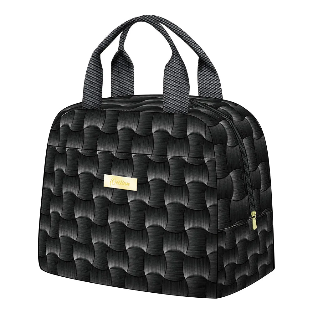 Time Tunnel Black Lunch Bag with Long-Term Insulation for Fresh Meals