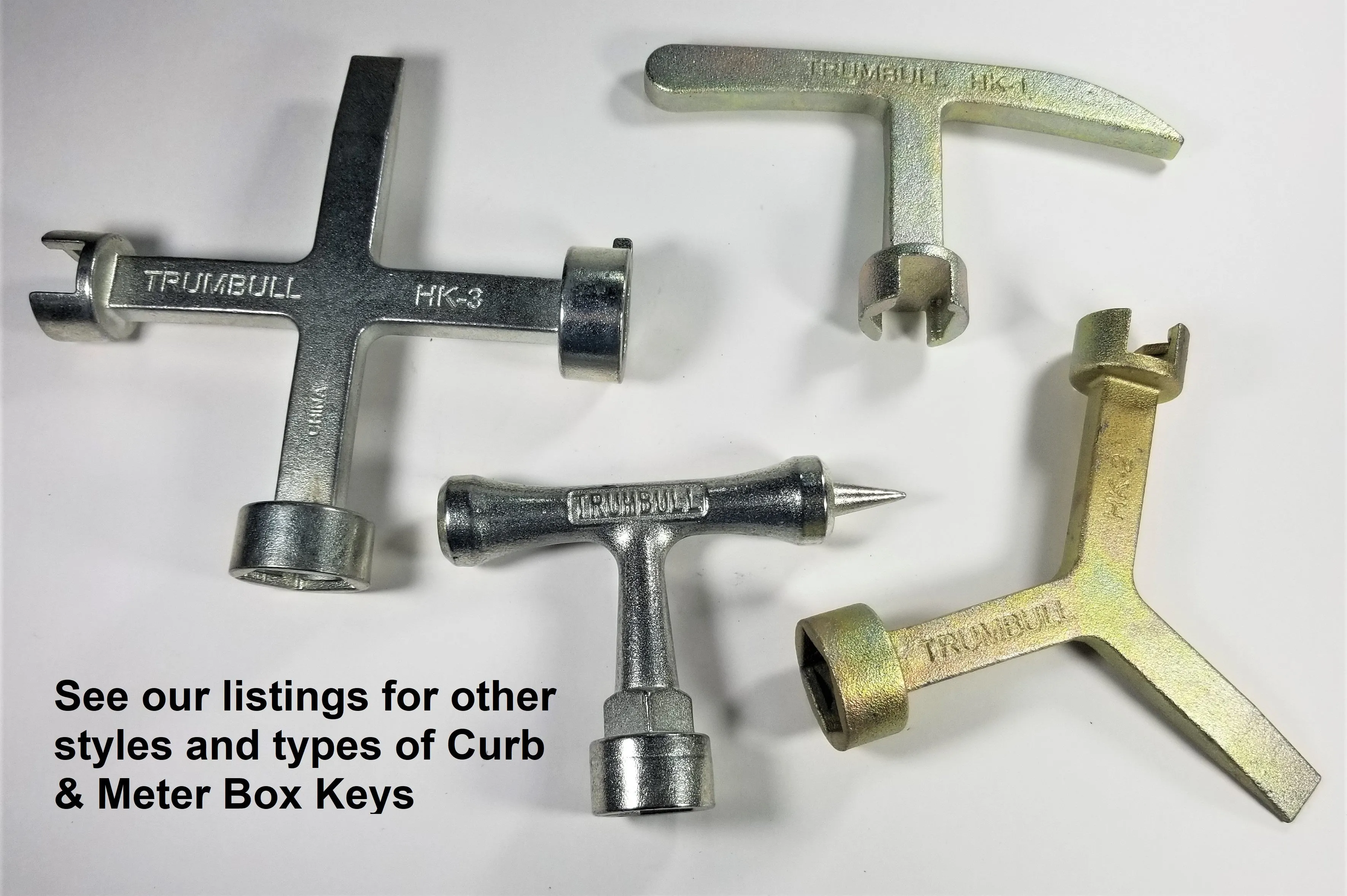 Trumbull Meter Box & Curb Box Hand Key HK-2, Small & Large Pentagon plus Pry Point