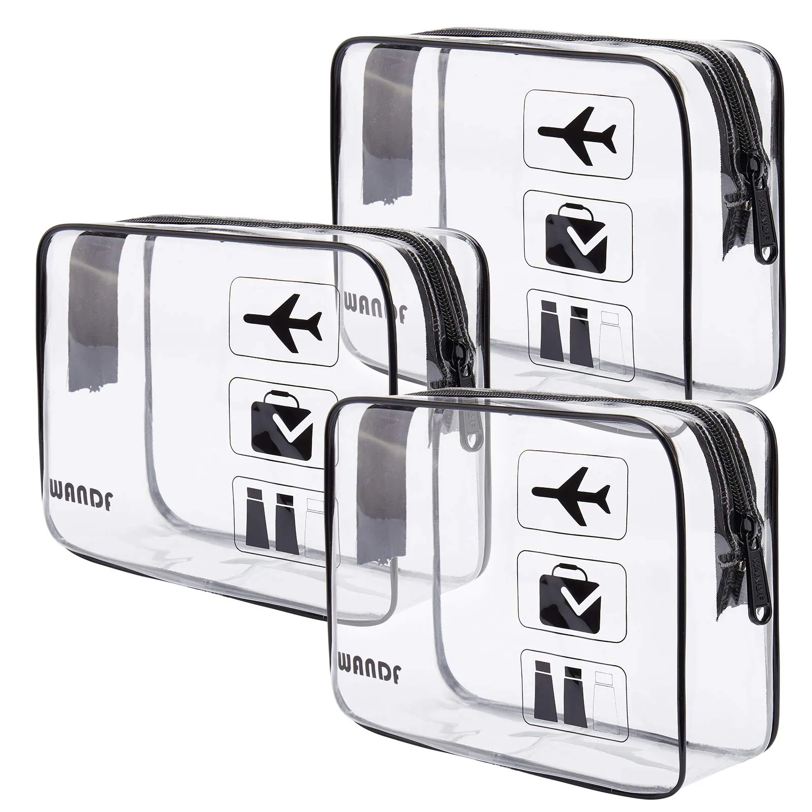 TSA Approved Clear Travel Toiletry Bag wih Zippers Carry-on Travel Accessories Quart Size Toiletries Cosmetic Pouch Makeup Bags for Men and Women (3pcs)